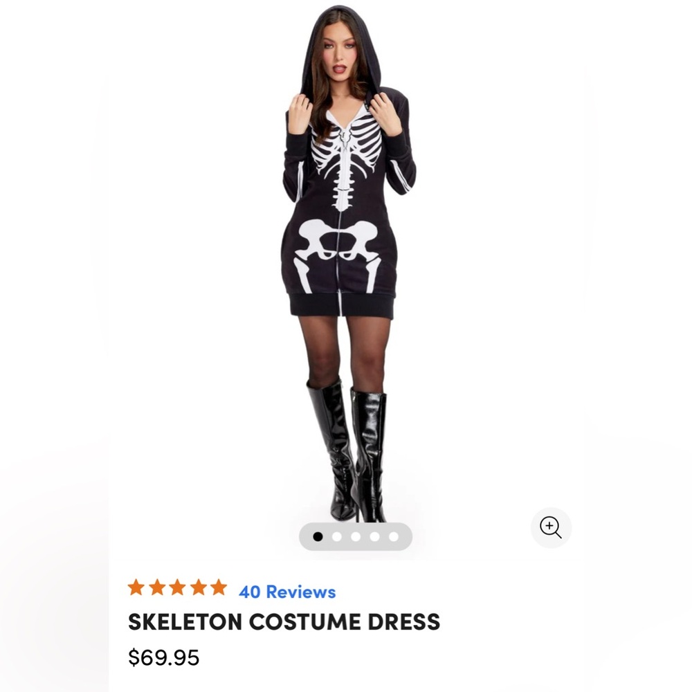 Tipsy Elves Skeleton Print Black Zip Up Fleece Dress Size Small